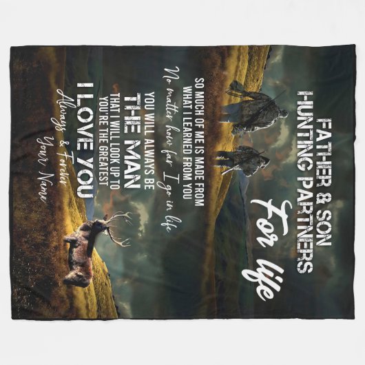 Gepersonaliseerde Vader en Zoon Jagen Fleece Deken (Voorkant (Horizontaal))