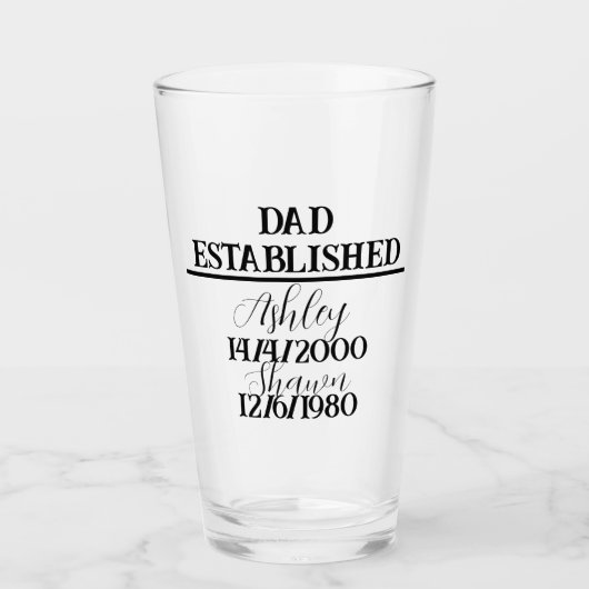 Gepersonaliseerde vader est vaderdag ,verjaardag glas (Voorkant)