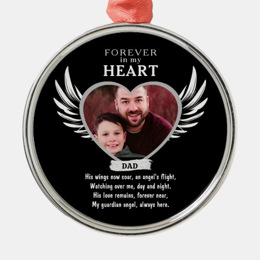 Gepersonaliseerde Vader Memorial Vader Sympathie G Metalen Ornament (Voorkant)