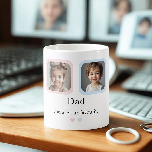 Gepersonaliseerde vader met 2 Kind foto's Gift Koffiemok