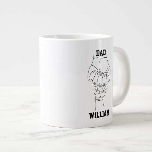 Gepersonaliseerde vader vader papa cadeau met Kind Grote Koffiekop (Voorkant rechts)