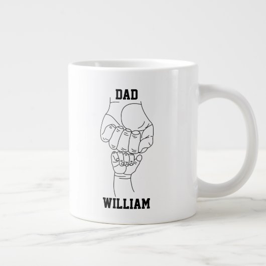 Gepersonaliseerde vader vader papa cadeau met Kind Grote Koffiekop (Rechts)