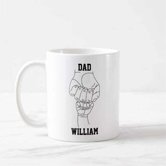 Gepersonaliseerde vader vader papa cadeau met Kind Koffiemok (Links)