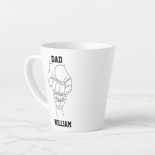 Gepersonaliseerde vader vader papa cadeau met Kind Latte Mok (Linkerhoek)