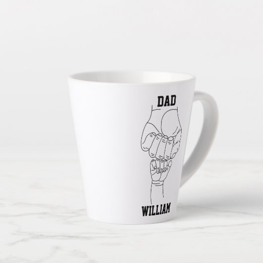 Gepersonaliseerde vader vader papa cadeau met Kind Latte Mok (Rechterhoek)