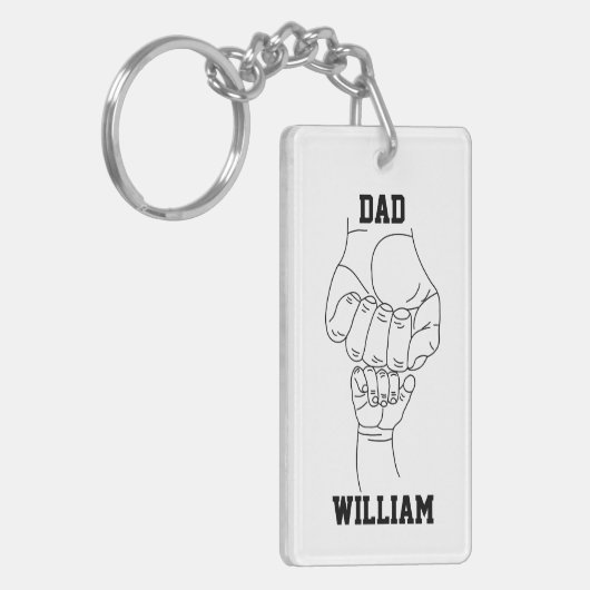 Gepersonaliseerde vader vader papa cadeau met Kind Sleutelhanger (Voorkant Links)