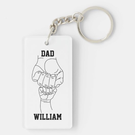 Gepersonaliseerde vader vader papa cadeau met Kind Sleutelhanger (achterkant)