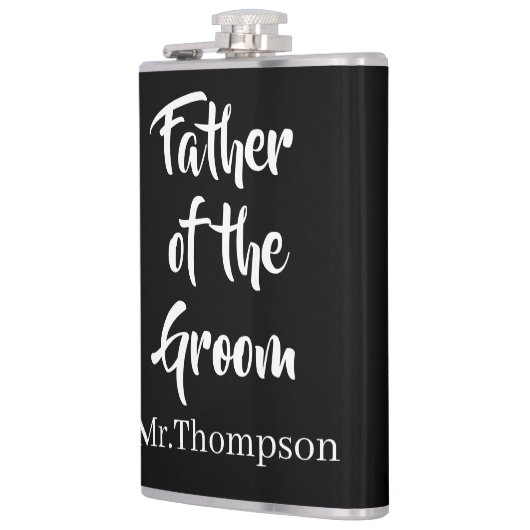 Gepersonaliseerde vader van de bruidegom zwart heupfles (Links)