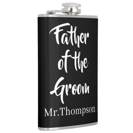 Gepersonaliseerde vader van de bruidegom zwart heupfles (Rechts)
