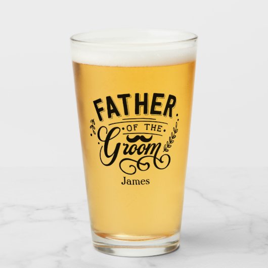 Gepersonaliseerde vader van de Groom Mustache Glas (Voorkant gevuld)