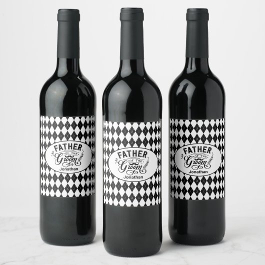 Gepersonaliseerde vader van de Groom Mustache Wijn Etiket (Flessen)