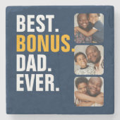 Gepersonaliseerde Vaderdag Beste Bonus Papa Ooit Stenen Onderzetter (Voorkant)