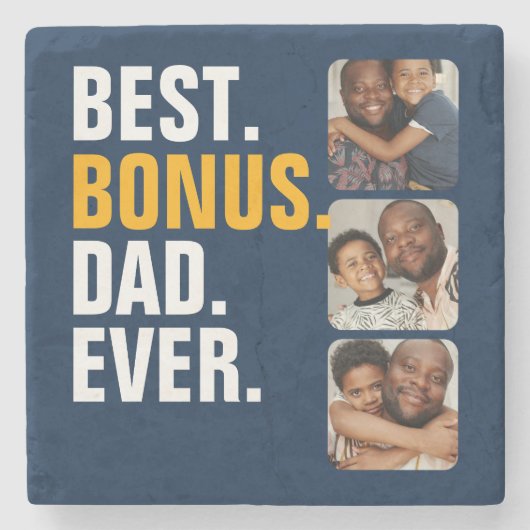 Gepersonaliseerde Vaderdag Beste Bonus Papa Ooit Stenen Onderzetter (Voorkant)