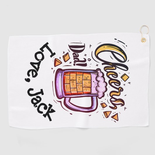 Gepersonaliseerde Vaderdag cadeau van Kinder Golfhanddoek (Horizontaal)