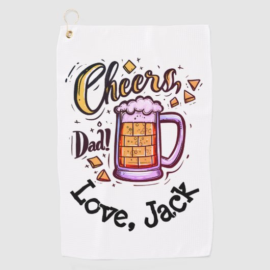 Gepersonaliseerde Vaderdag cadeau van Kinder Golfhanddoek (Voorkant)