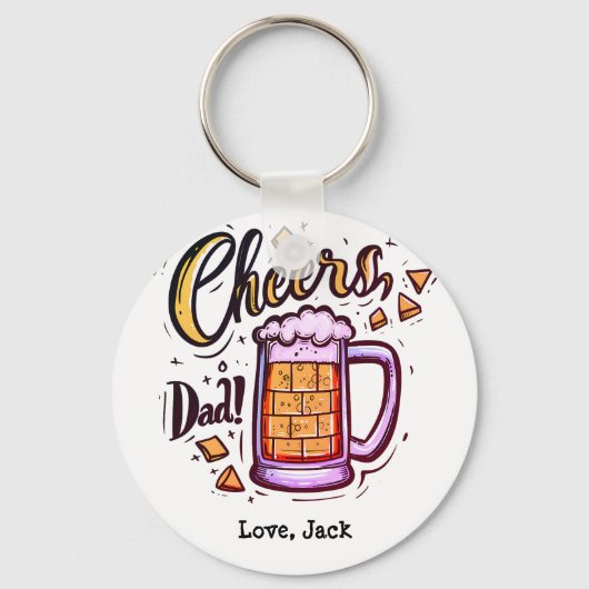 Gepersonaliseerde Vaderdag cadeau van Kinder Sleutelhanger (Voorkant)