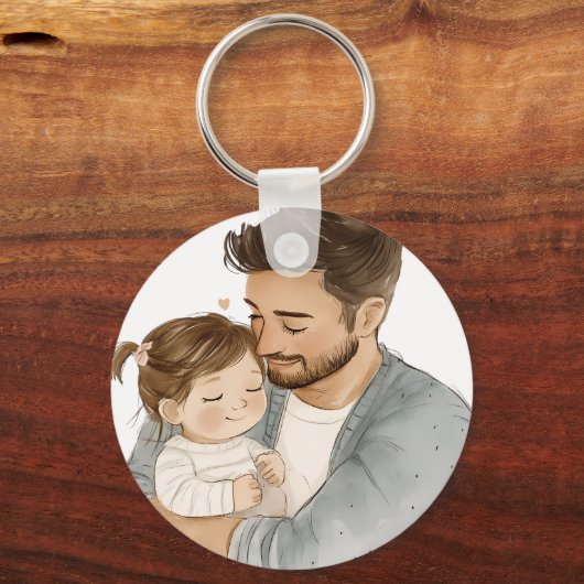 Gepersonaliseerde Vaderdag cadeau van Kinder Sleutelhanger (Achterkant)