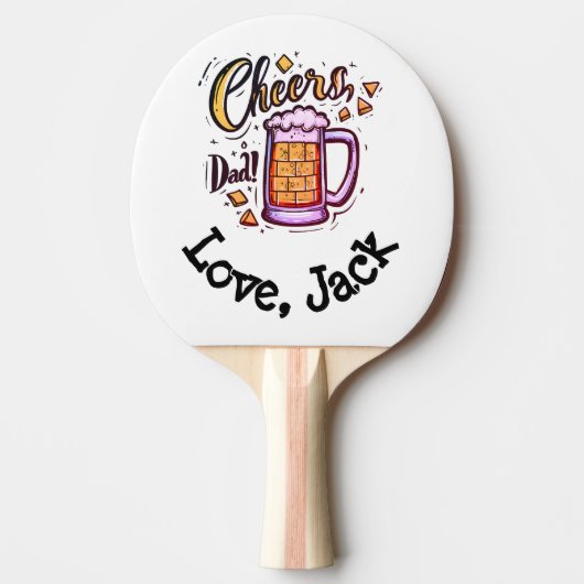 Gepersonaliseerde Vaderdag cadeau van Kinder Tafeltennisbatje (Voorkant)