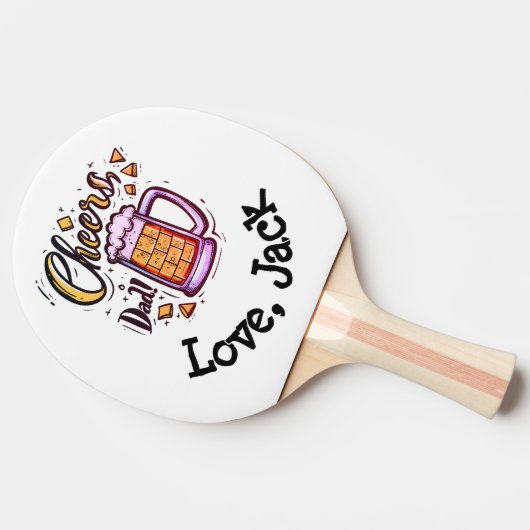 Gepersonaliseerde Vaderdag cadeau van Kinder Tafeltennisbatje (Zijkant)