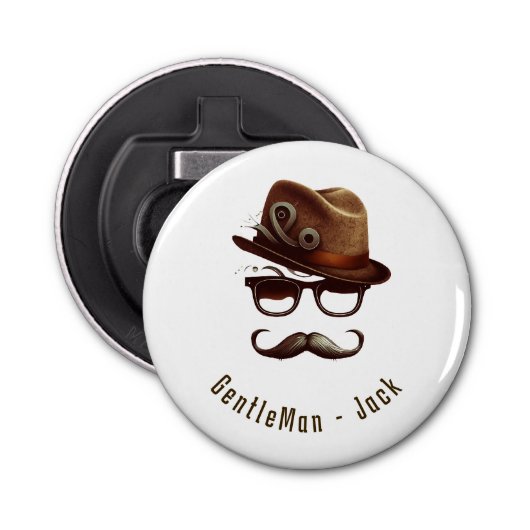 Gepersonaliseerde Vaderdag Gift van Kinder Button Flesopener (Voorkant)