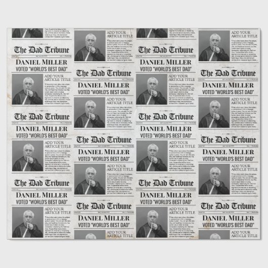 Gepersonaliseerde Vaderdag inpakpapier krant (Vlak)