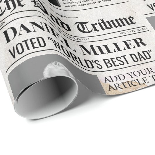 Gepersonaliseerde Vaderdag inpakpapier krant (Rol Hoek)