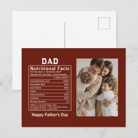 Gepersonaliseerde Vaderdag Papa Voedingsfeiten Briefkaart (Voorkant / Achterkant)