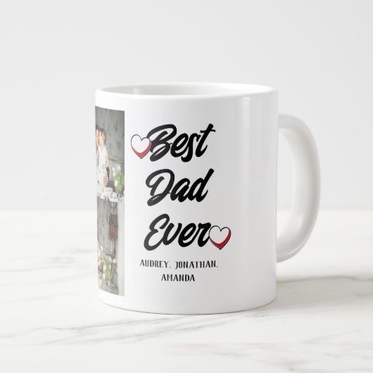Gepersonaliseerde vaderdag, twee foto collage cade grote koffiekop (Voorkant rechts)