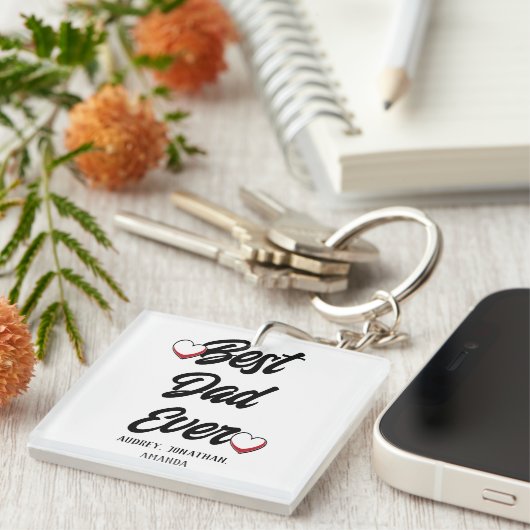 Gepersonaliseerde vaderdag, twee foto collage cade sleutelhanger (Voorkant Rechts)