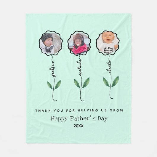 Gepersonaliseerde Vaders Tuin Fotocadeau van kinde Fleece Deken (Voorkant)