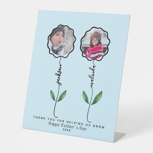 Gepersonaliseerde Vaders Tuin Fotocadeau van kinde Reclamebord Met Voetstuk (Voorkant)
