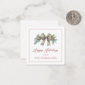 Gepersonaliseerde Vakantie Greenery Cadeaubehuizin Notitiekaartje (Voorkant / Achterkant in situ)