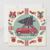 Gepersonaliseerde  vakantie retro kerstauto (Voorkant)
