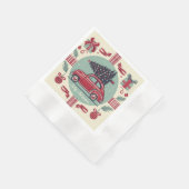 Gepersonaliseerde  vakantie retro kerstauto servet (Hoek)