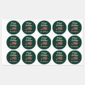 Gepersonaliseerde vakantie retro rode wagon kerst labels (Vel)