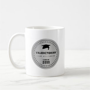 Gepersonaliseerde Valedictorian Gift, Zwart & Zilv Koffiemok
