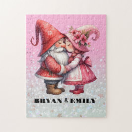 Gepersonaliseerde Valentijn Gnome paar Jigsaw Puzz Legpuzzel