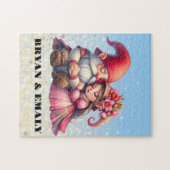 Gepersonaliseerde Valentijn Gnome paar Jigsaw Puzz Legpuzzel (Horizontaal)
