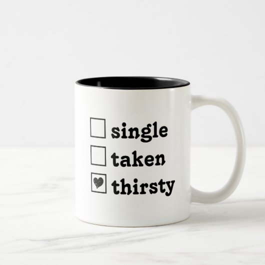 Gepersonaliseerde Valentijn Single Taken Dorst Tweekleurige Koffiemok (Rechts)