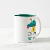 Gepersonaliseerde Valentijn Single Taken UFO Tweekleurige Koffiemok (Voorkant rechts)