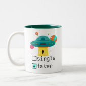 Gepersonaliseerde Valentijn Single Taken UFO Tweekleurige Koffiemok (Links)