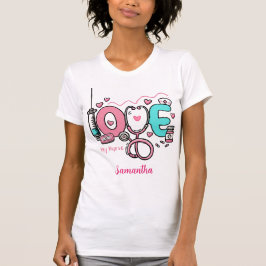 Gepersonaliseerde Valentijn verpleegkundige waarde T-shirt