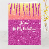 Gepersonaliseerde Valentijn warmroze glitter 2 too Kaart (Gele Bloem)