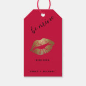 Gepersonaliseerde Valentijns  Roze Zwart LIPS KISS Cadeaulabel (Voorkant)