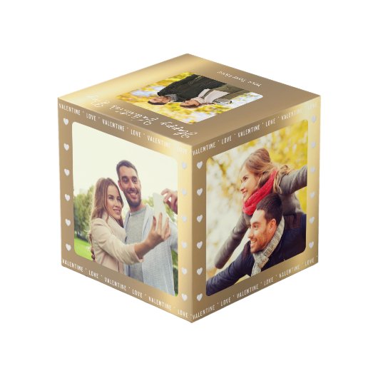 Gepersonaliseerde Valentijnsdag Faux Gold Multi Fo Kubus (Achter hoekig)
