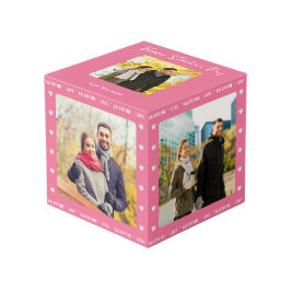 Gepersonaliseerde Valentijnsdag Gift Roze Multi Fo Kubus
