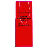 Gepersonaliseerde Valentijnsdag met twee toonroze Wijn Cadeautas (Voorkant)