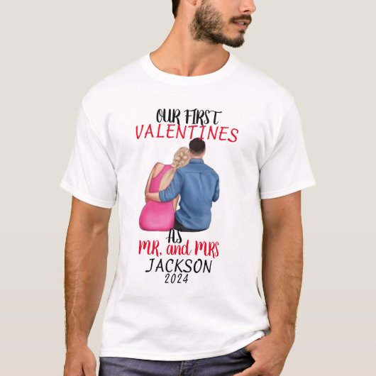 Gepersonaliseerde Valentijnsdag paar liefde gezegd T-shirt (Voorkant)