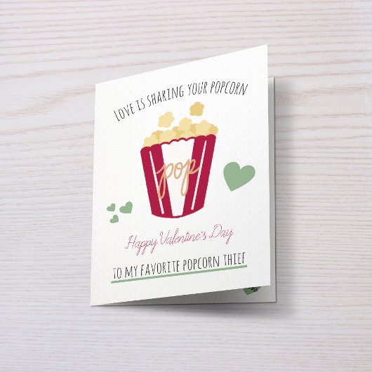 Gepersonaliseerde Valentijnsdag Popcorn Liefde Kaart