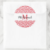 Gepersonaliseerde Valentijnsdag Rode Hart Doodle Ronde Sticker (Tas)